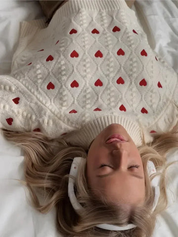 Getadme Women Love Printed Knitted Sweater Casual Crew Neck Long Sleeve  Sweet Pullover Sweaters Female Fashion High Street Jumpers